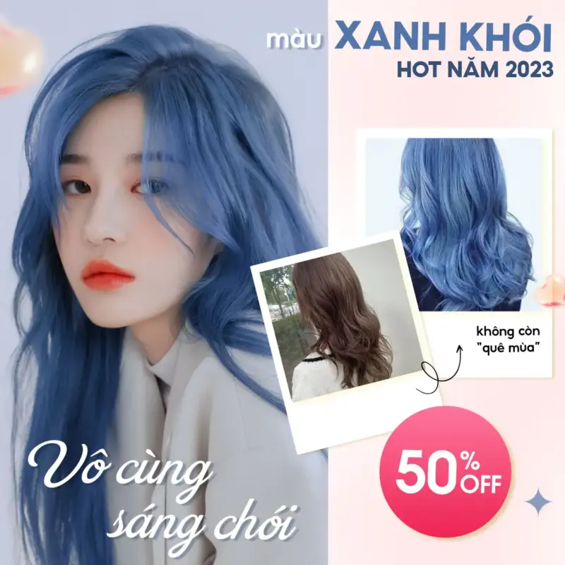 OFF 50% – KIỂU TÓC MÀU XANH KHÓI – MÀU TÓC NHUỘM TÔN DA HOT NHẤT 2023